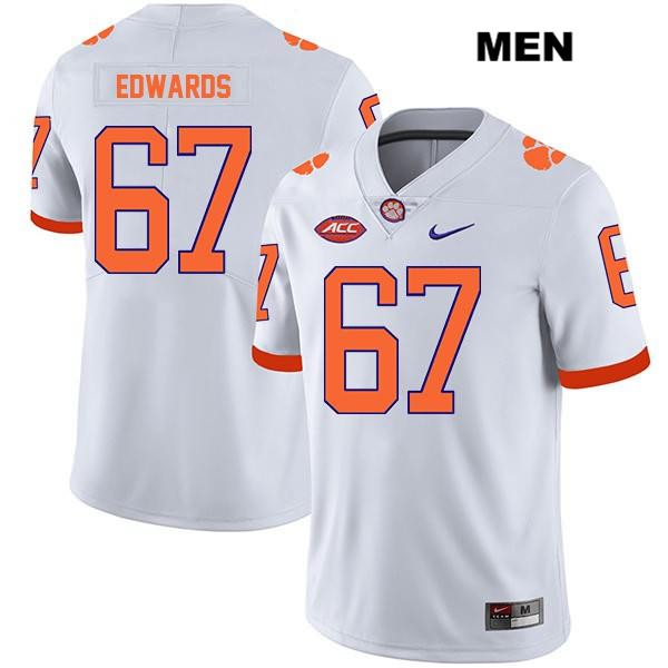 Men's Clemson Tigers #67 Will Edwards Stitched White Legend Authentic Nike NCAA College Football Jersey RKX0346ZN